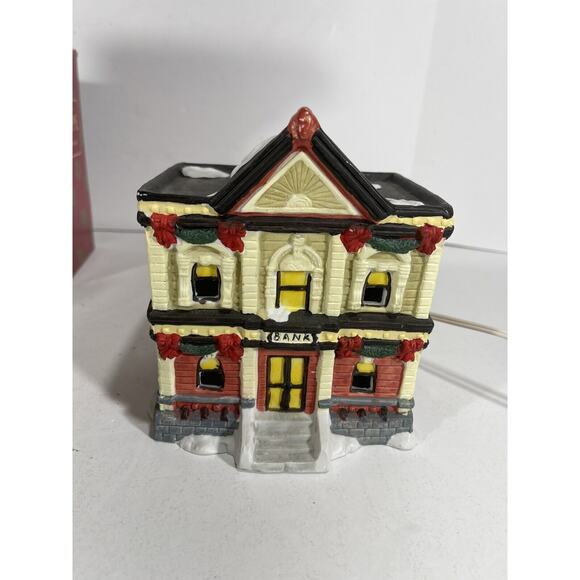 Vintage Victorian Village Collectibles BANK Hand Painted Porcelain Light Retired - Picture 3 of 12